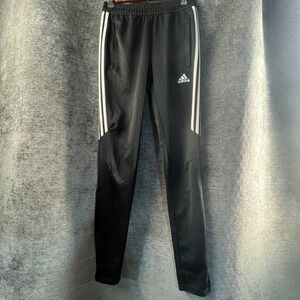 Adidas Womens Black Climalite Track Pants Athletic 3 Stripe Joggers Size XS